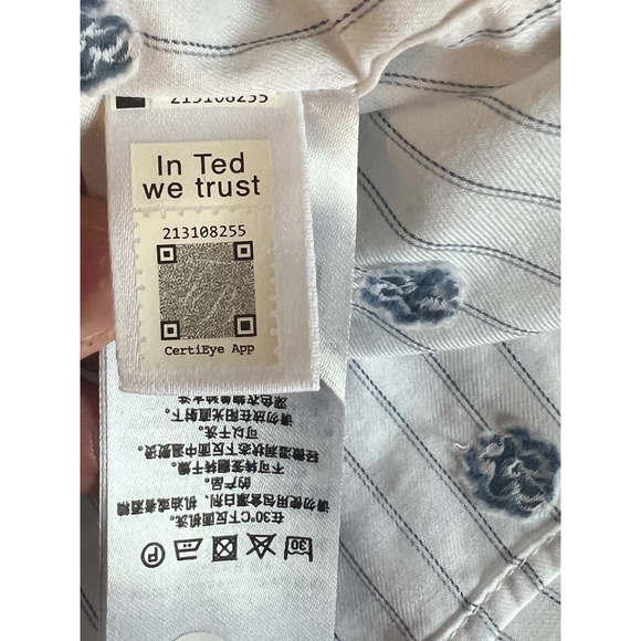Ted Baker Shirt Mens Size 2XL White Blue Floral Long Sleeve Button Up Collar NWT - Picture 12 of 16